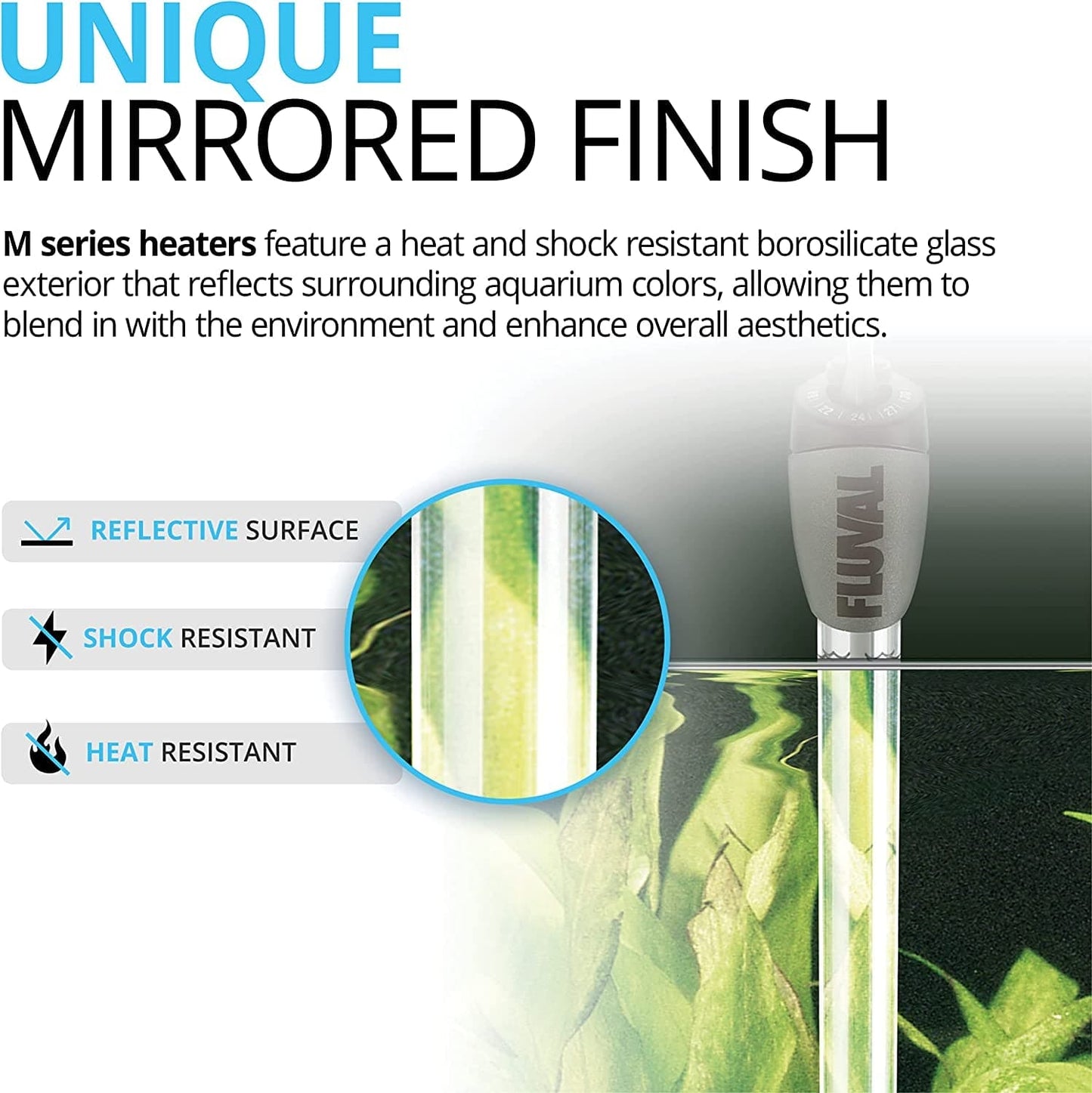 M50 Ultra-Slim Submersible Aquarium Heater – 50W Underwater Heater for Aquariums up to 15 Gal.