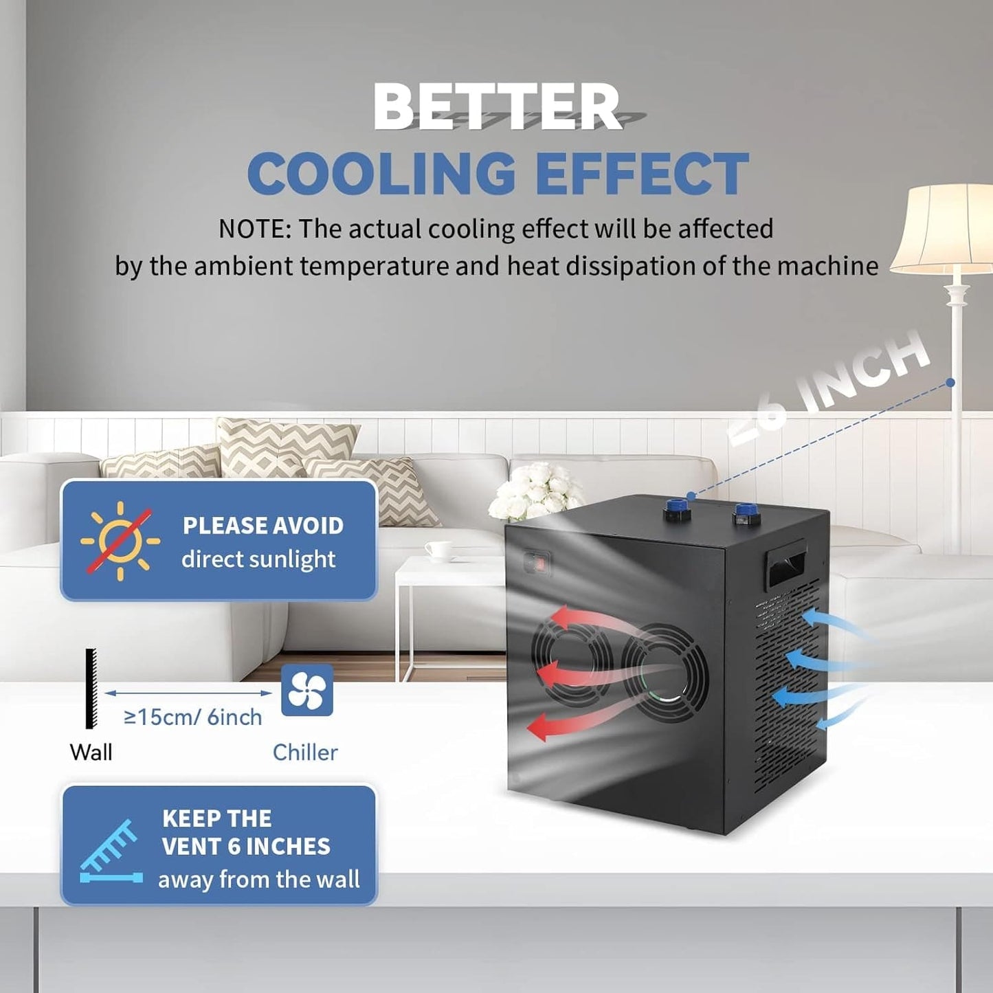 Aquarium Chiller 79Gal 1/3 HP Water Chiller for Hydroponics System Home Use Axolotl Fish Coral Shrimp 110V with Pump and Pipe Black