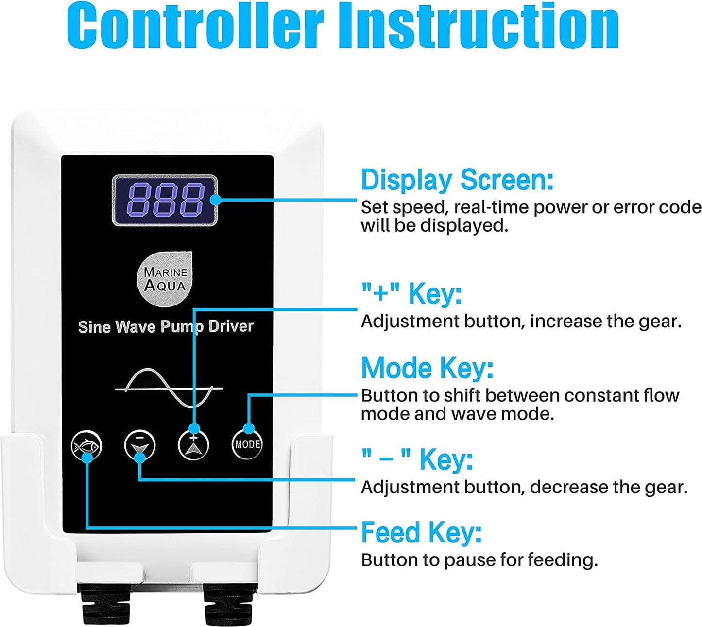 DC-5000 Silent Swirl Controllable DC Aquarium Pump 40W 1320Gph-Marine Wavemaker Return Pump with Sine Wave Controller for Salt/Freshwater Coral Reef Fish Tank Sump Circulation