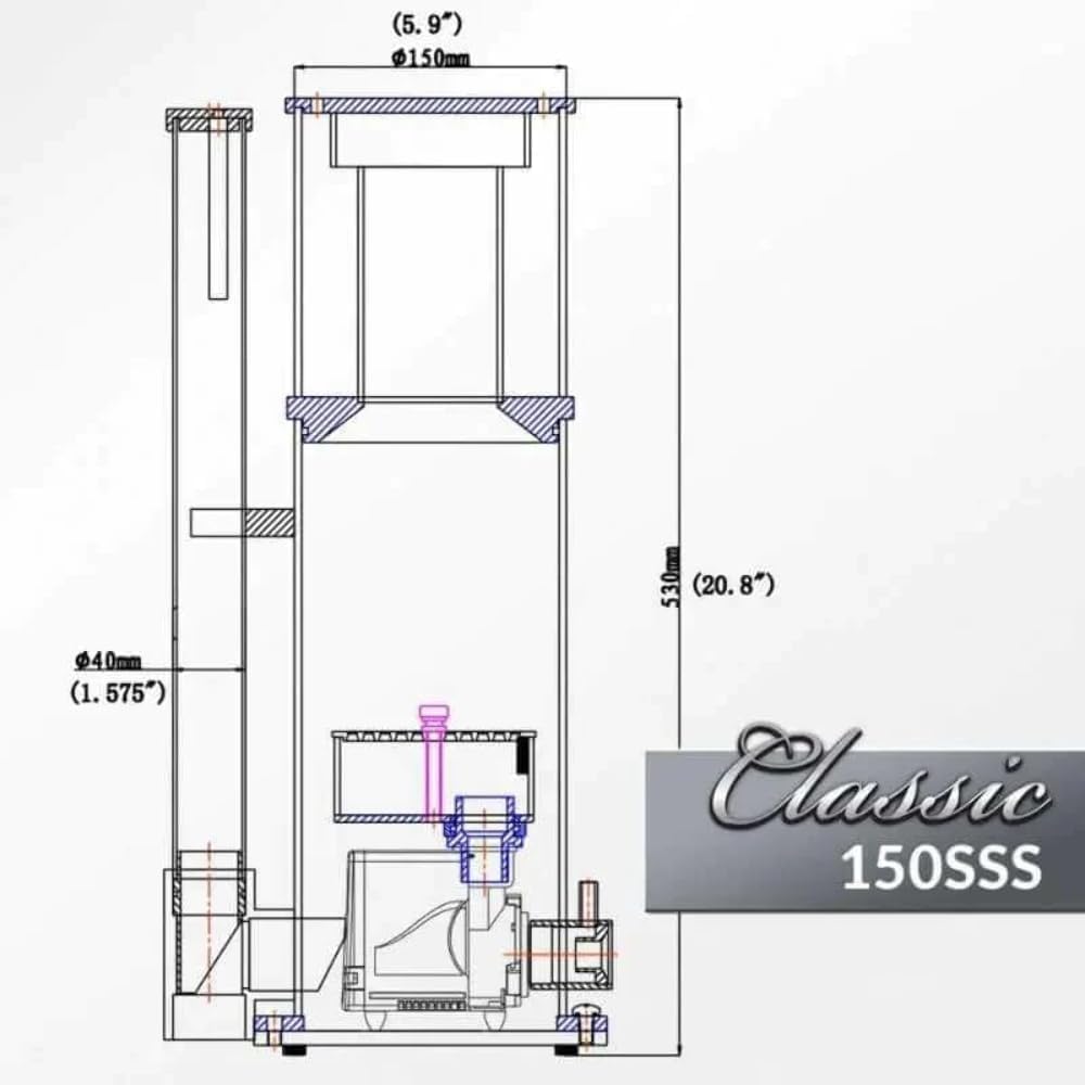 Classic 150SSS Protein Skimmer up to 210 gallons