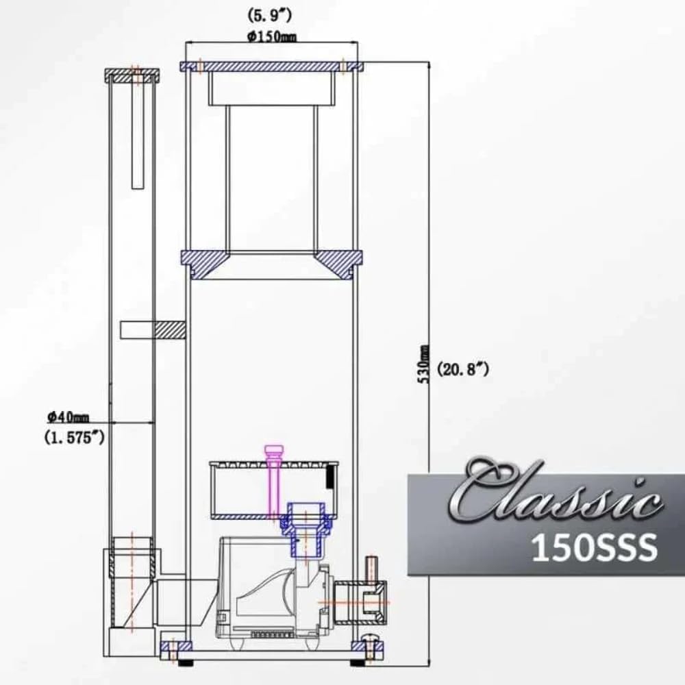 Classic 150SSS Protein Skimmer  up to 210 gallons