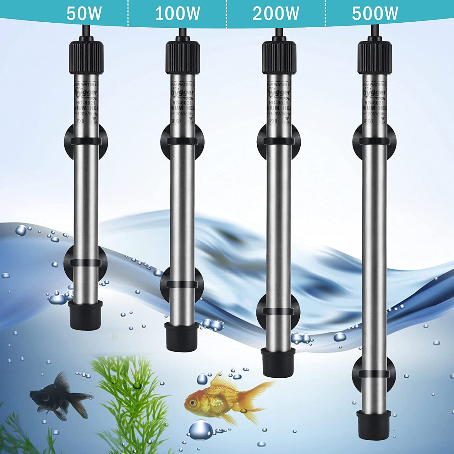Pinpoint Saltwater Aquarium Heater with Digital Thermostat IC Temp Controller, Titanium Tube Submersible Fish Tank Heater for Coral Reef 100 Watt