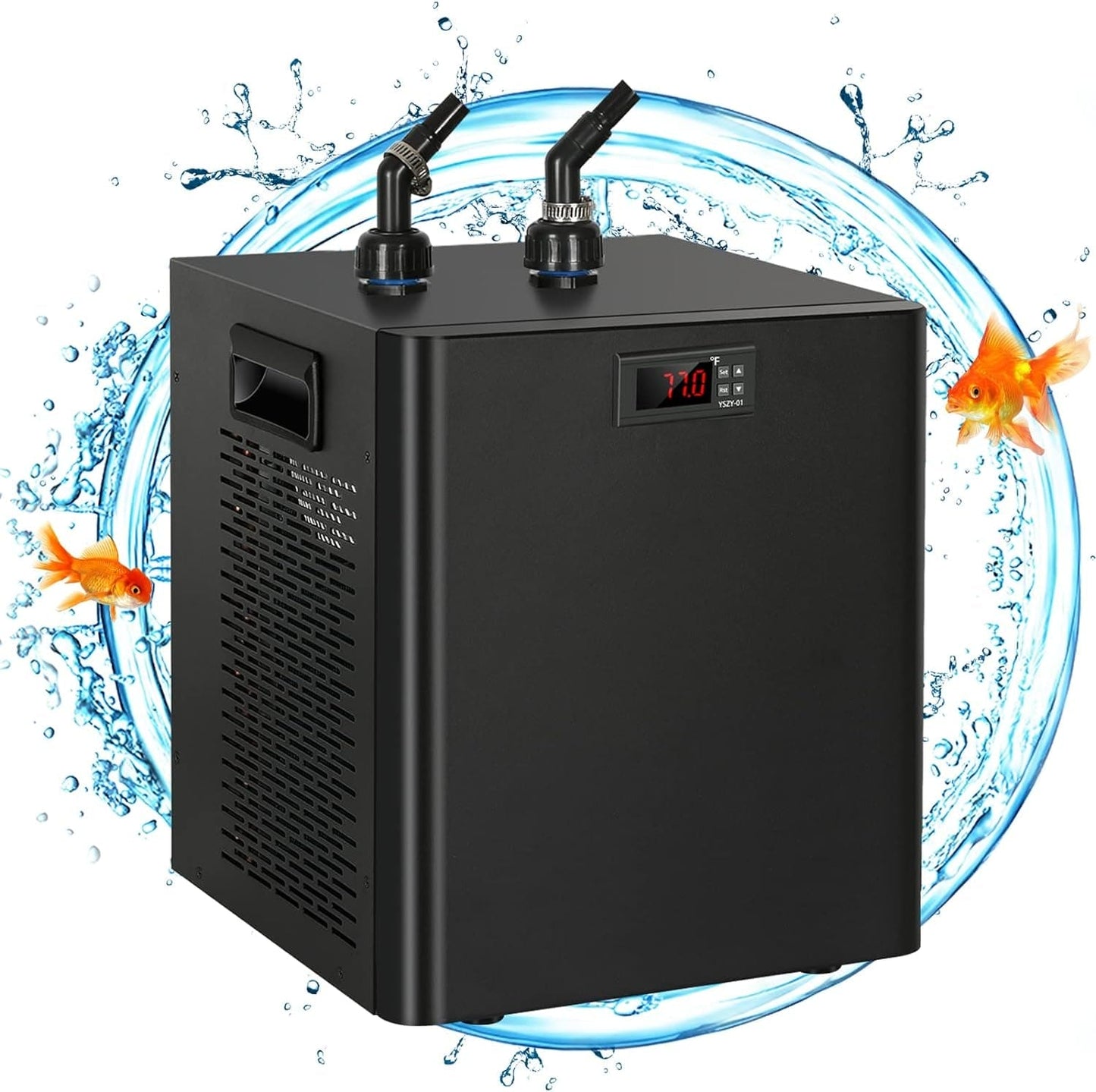 79 Gal Aquarium Chiller, 1/3 HP Fish Tank Water Chiller with Quiet Design Compressor, Refrigeration for Hydroponic System Axolotl Jellyfish Coral Reef 300L, Black