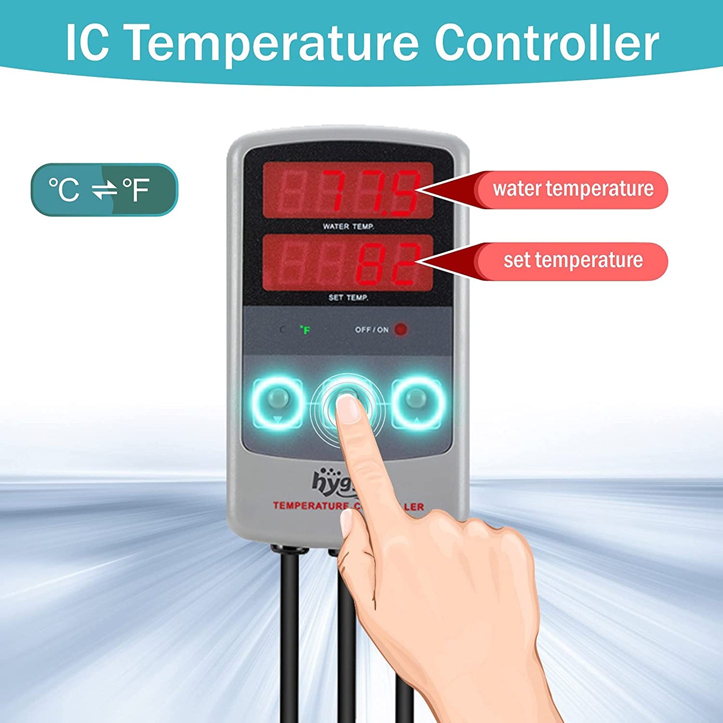 Pinpoint Saltwater Aquarium Heater with Digital Thermostat IC Temp Controller, Titanium Tube Submersible Fish Tank Heater for Coral Reef 100 Watt