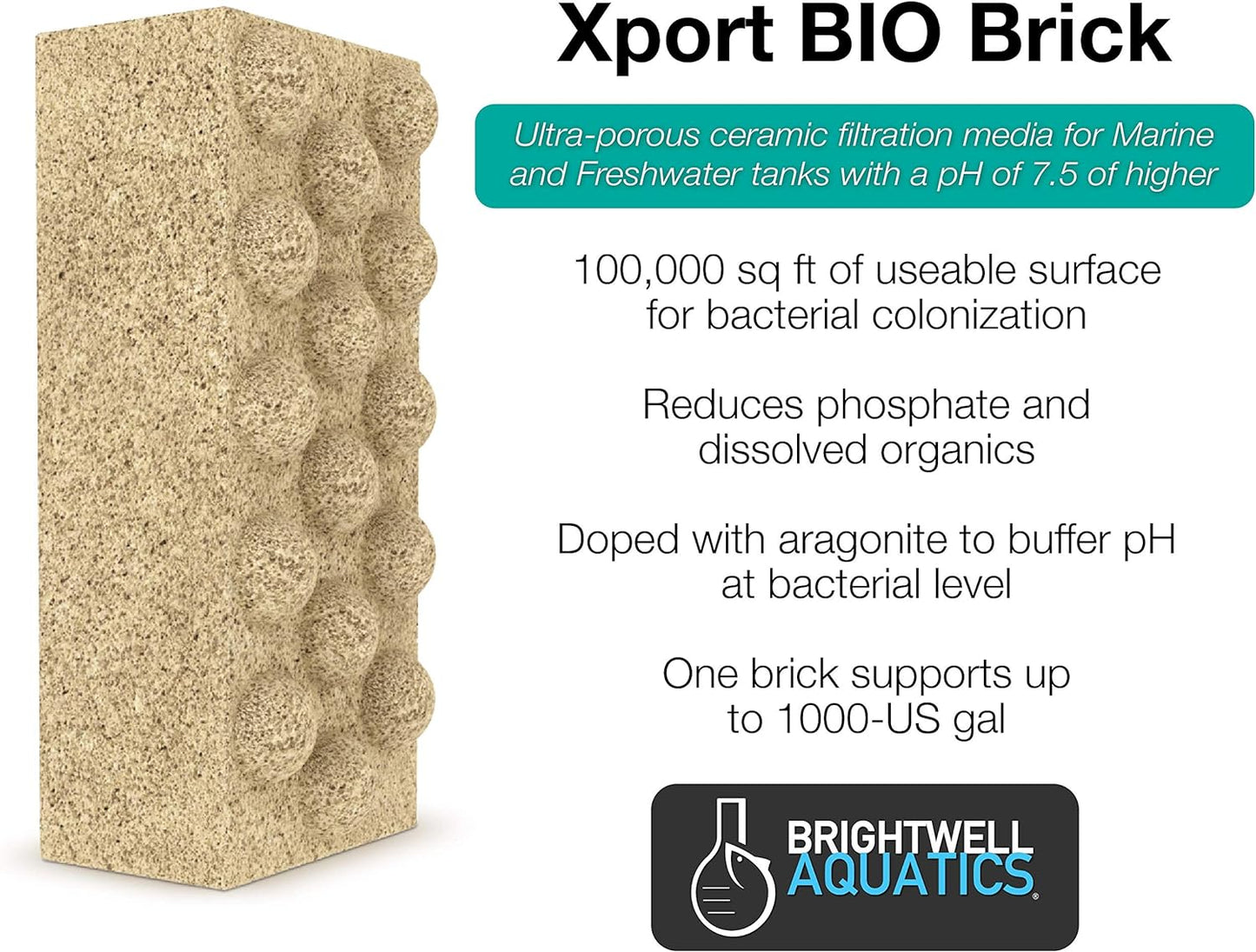 Xport BIO Dimpled Brick - Ultra-Porous Biological Brick Media for Marine and Freshwater Aquarium (XPBRICBIO)