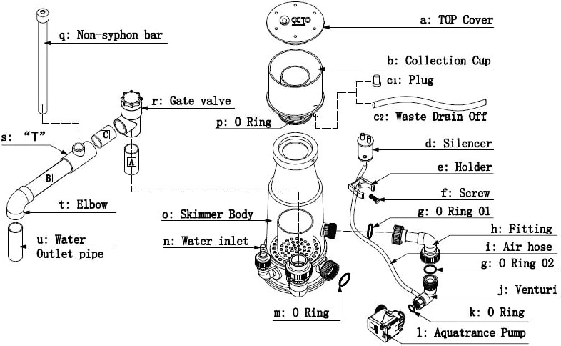 Classic 150INT Protein Skimmer tanks up to 150 gallons.