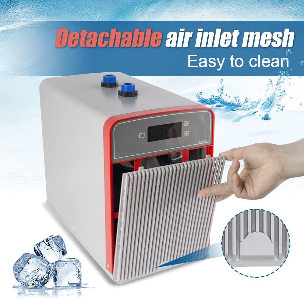 Aquarium Chiller, 42Gal 1/10 HP Water Chiller for Hydroponics Axolotl Coral Reef Tank,Fast Cooling,45Db Silent Compressor with Connecting Hose and Water Pump(160L)