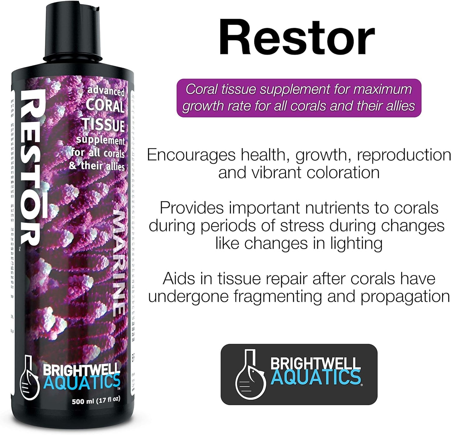 Restor - Liquid Coral Tissue Nutritional Supplement for Growth 500-Ml