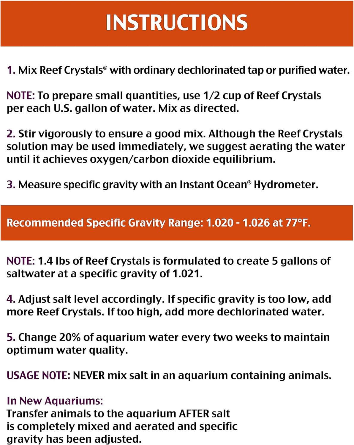 Reef Crystals Reef Salt, Formulated Specifically for Reef Fish Tank Aquariums