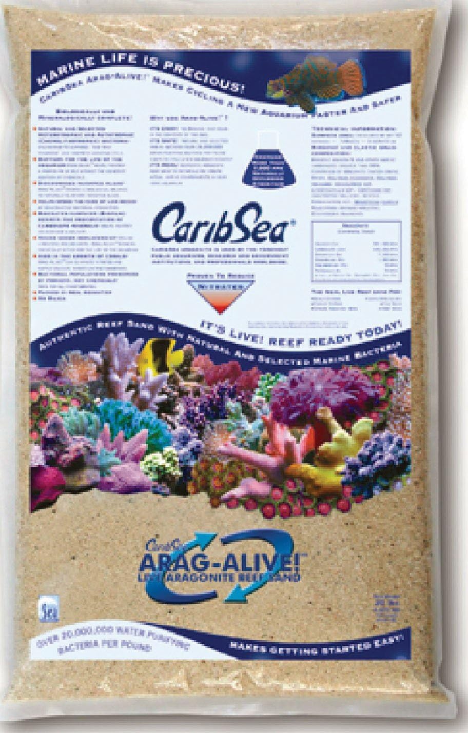 Caribsea Arag-Alive Special Grade Reef Sand, 20-Pound