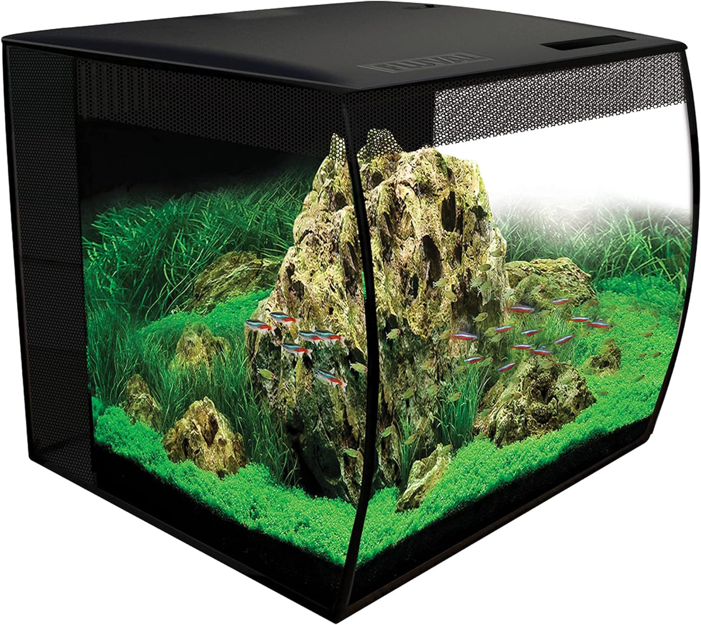 Flex 15 Aquarium Kit - Fish Tank for Fish & Plants - Comes with LED Lights, Filtration System & More - 16" X 15" X 15" - 57 L, 15 Gal. - Black