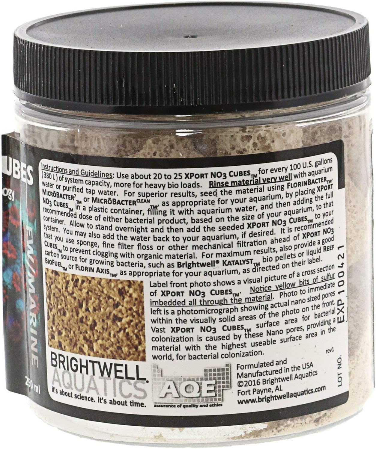 Xport-No3 Cubes - ½” Cubes, Sulfur Doped, Activated Denitrification Media, 250-ML (Xpcuben250)