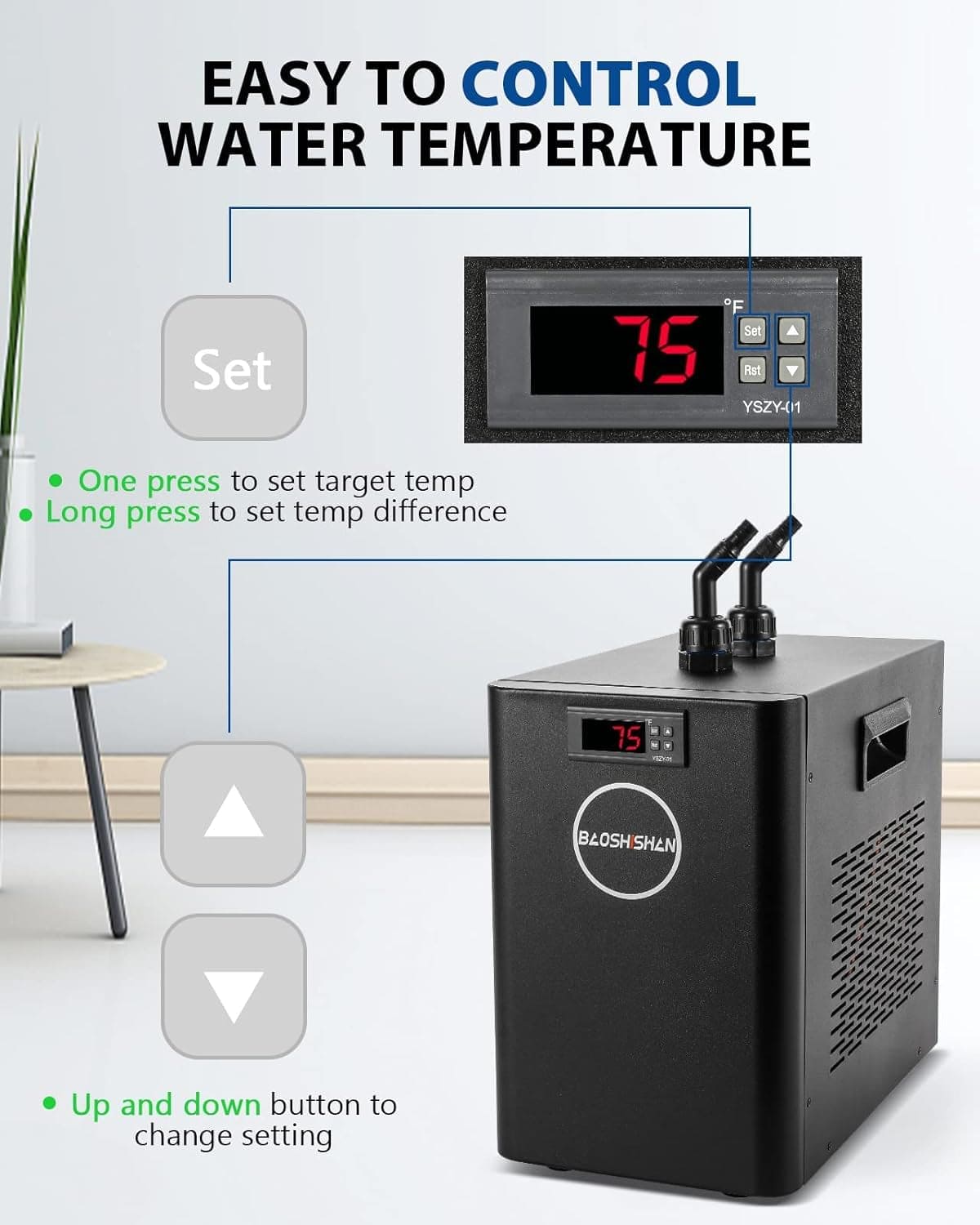 Aquarium Chiller 42Gal 1/10 HP Water Cooler Fish Tank Chiller Special Quiet Design Refrigeration Compressor for Hydroponics Water Weeds Jellyfish Coral Crystal Shrimp (42Gal/160L)