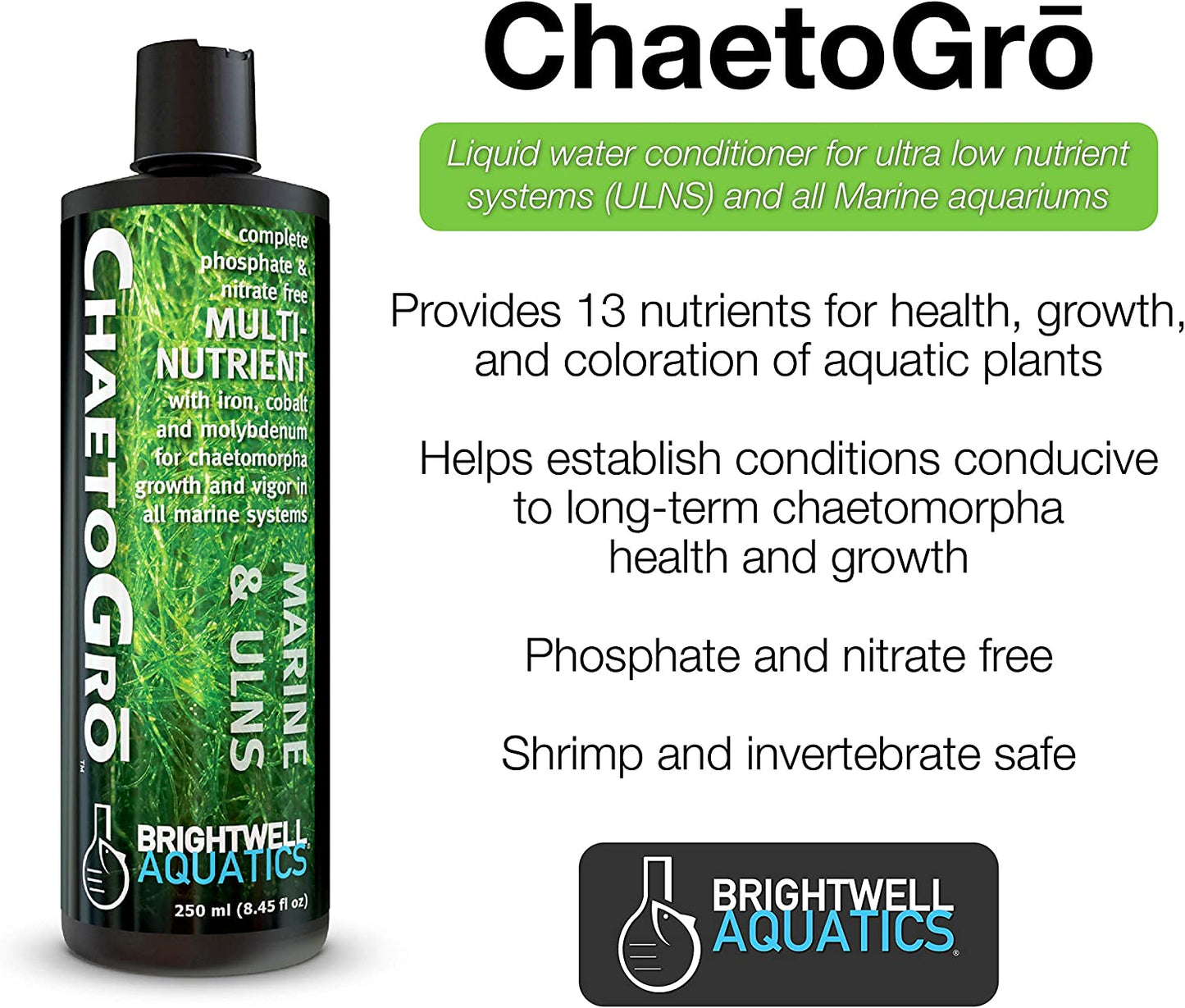 Chaeto GRO - Multi-Nutrient Supplement for Chaetomorpha Growth in All Marine Aquariums, 250 ML