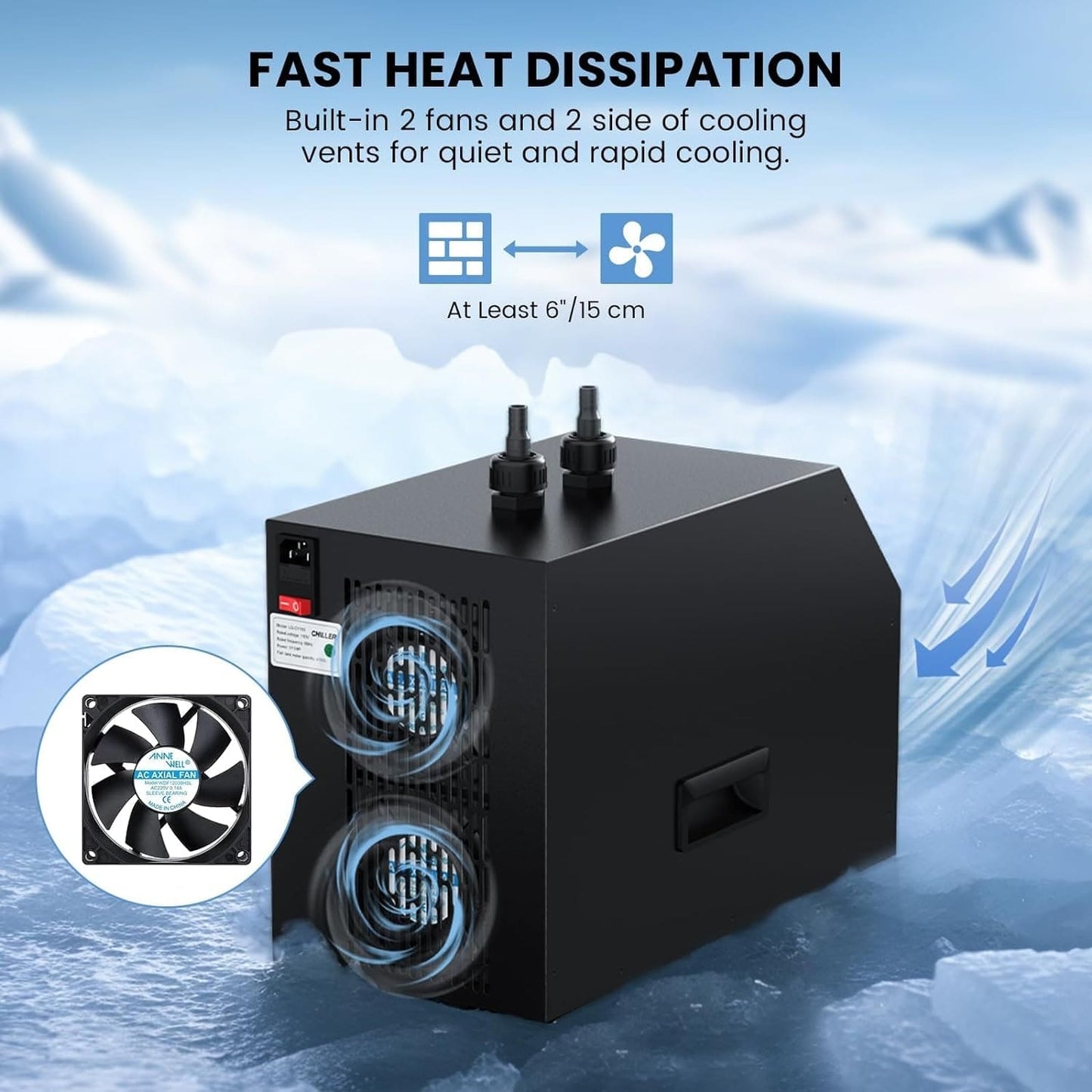 Aquarium Chiller, 42Gal /0 HP Fish Tank Chiller, Chiller with Quiet Refrigeration Compressor for Hydroponics System Axolotl Jellyfish