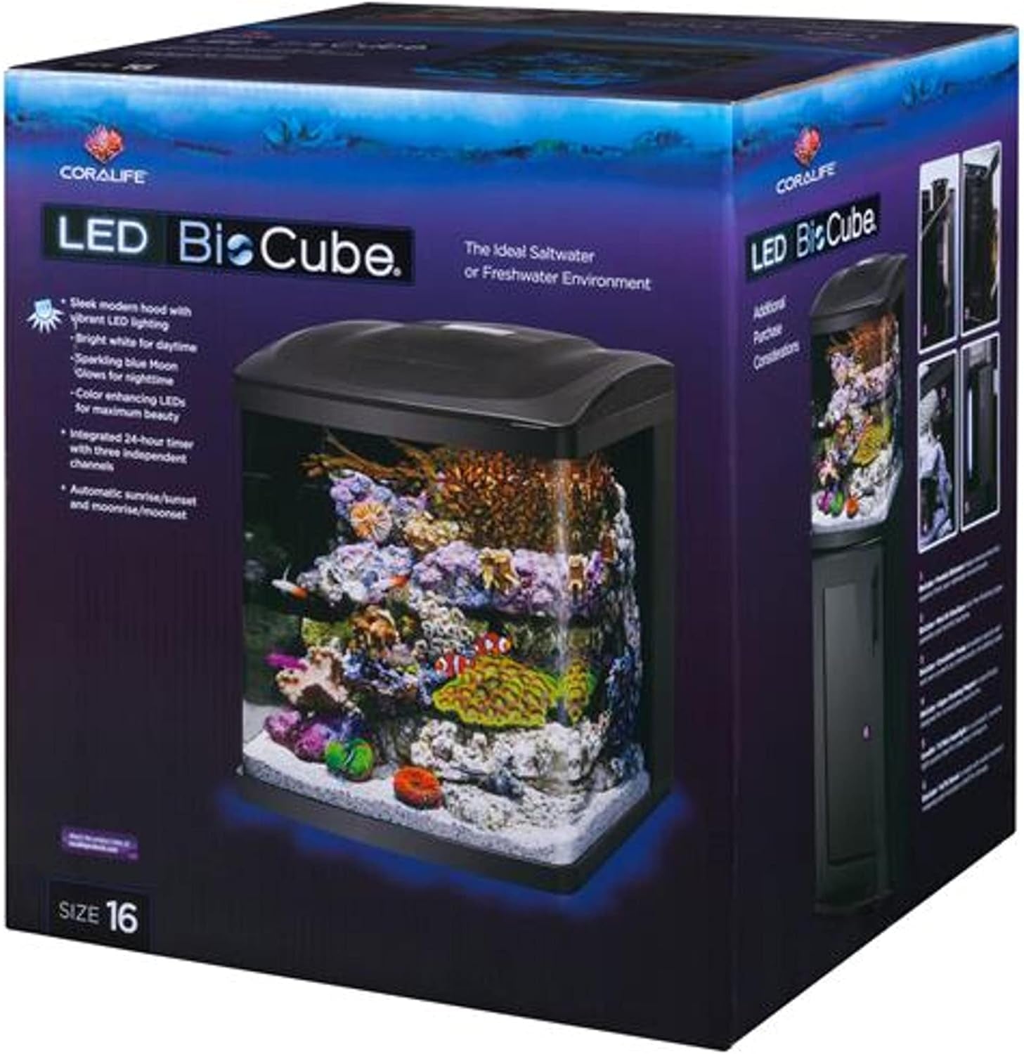 LED Biocube Aquarium Fish Tank Kit, 16 Gallon