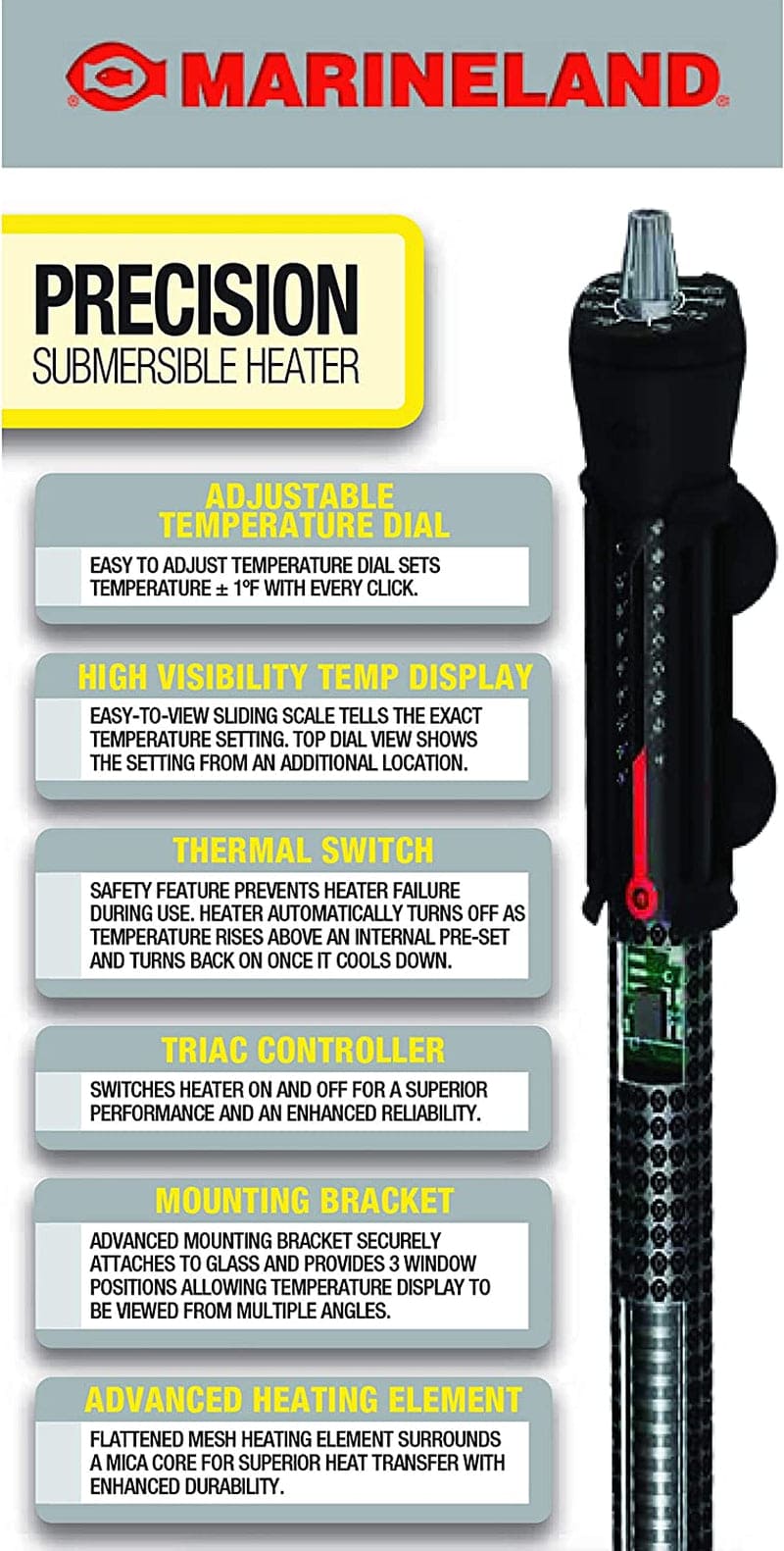 Precision Heater for Saltwater or Freshwater Aquariums