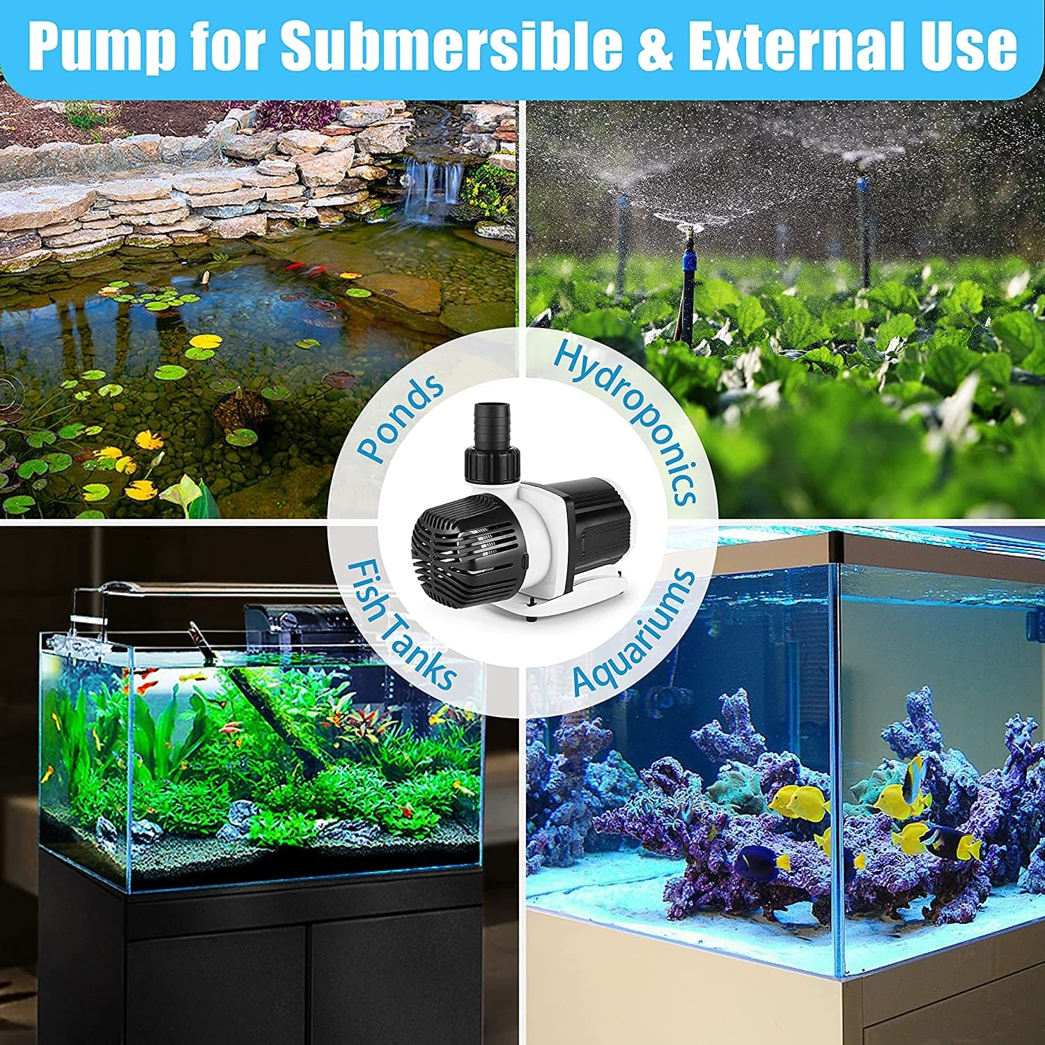 DC-5000 Silent Swirl Controllable DC Aquarium Pump 40W 1320Gph-Marine Wavemaker Return Pump with Sine Wave Controller for Salt/Freshwater Coral Reef Fish Tank Sump Circulation