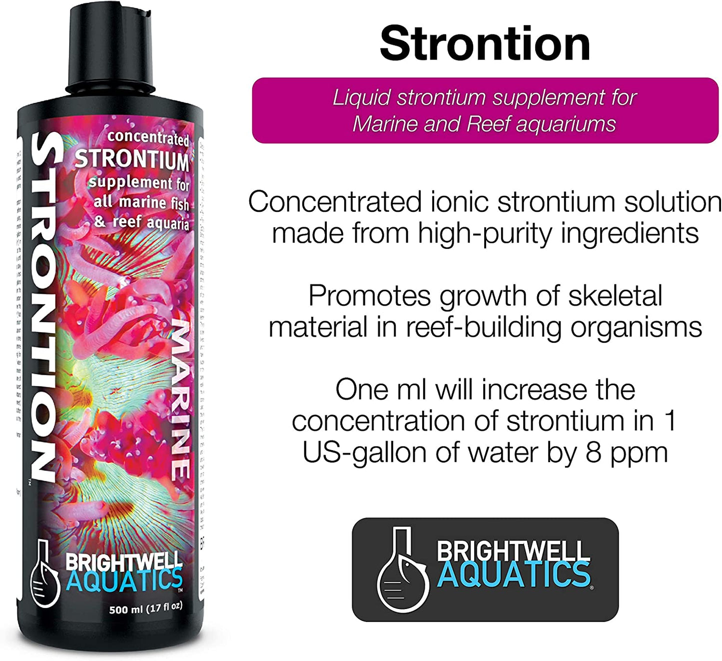 Strontion Concentrated Strontium Supplement for All Marine Aquariums, 500-ML (STR500)