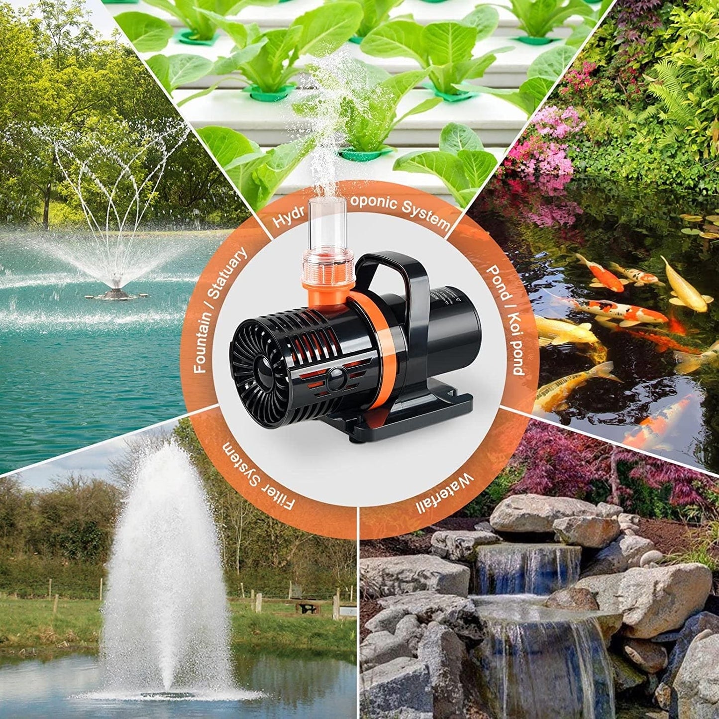 3400GPH Pond Pump,Submersible Water Pump,High Lift Waterfall Pump,With Barrier Bag, Used as Fountain Pump Outdoor,For Koi Pond Statuary Aquarium 22FT Max Lift 140W