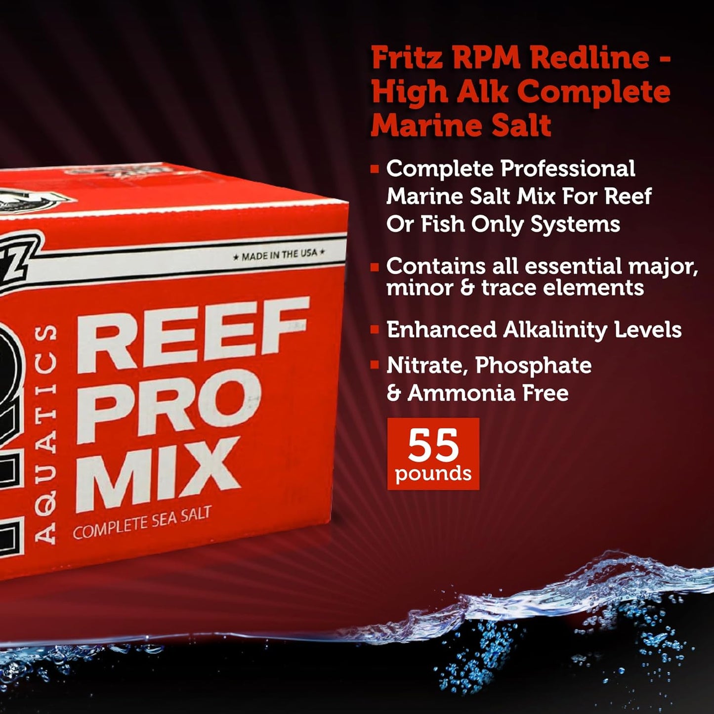 FZ Pro 200Gal Fritzpro R.P.M. Redline High Alk Salt Mix Red Box 55 Lbs, 200 Gal, Skwnjeje-Sae