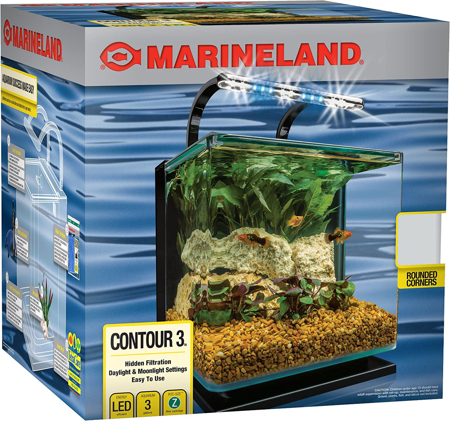 Contour Glass Aquarium Kit with Rail Light