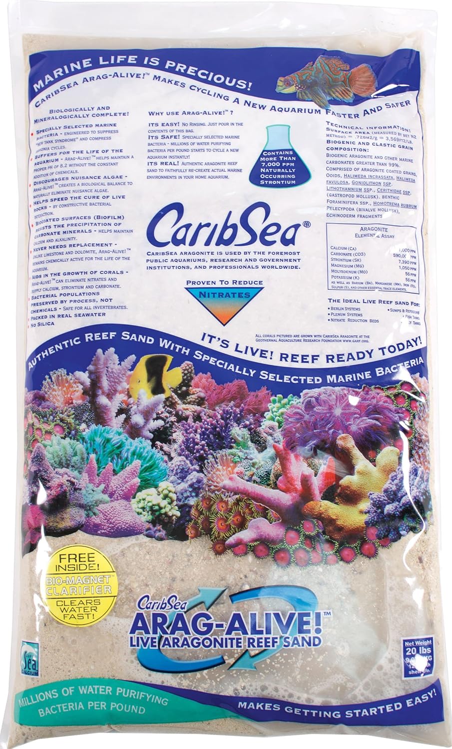Caribsea Arag-Alive 20-Pound Special Grade Reef Sand, Bimini Pink