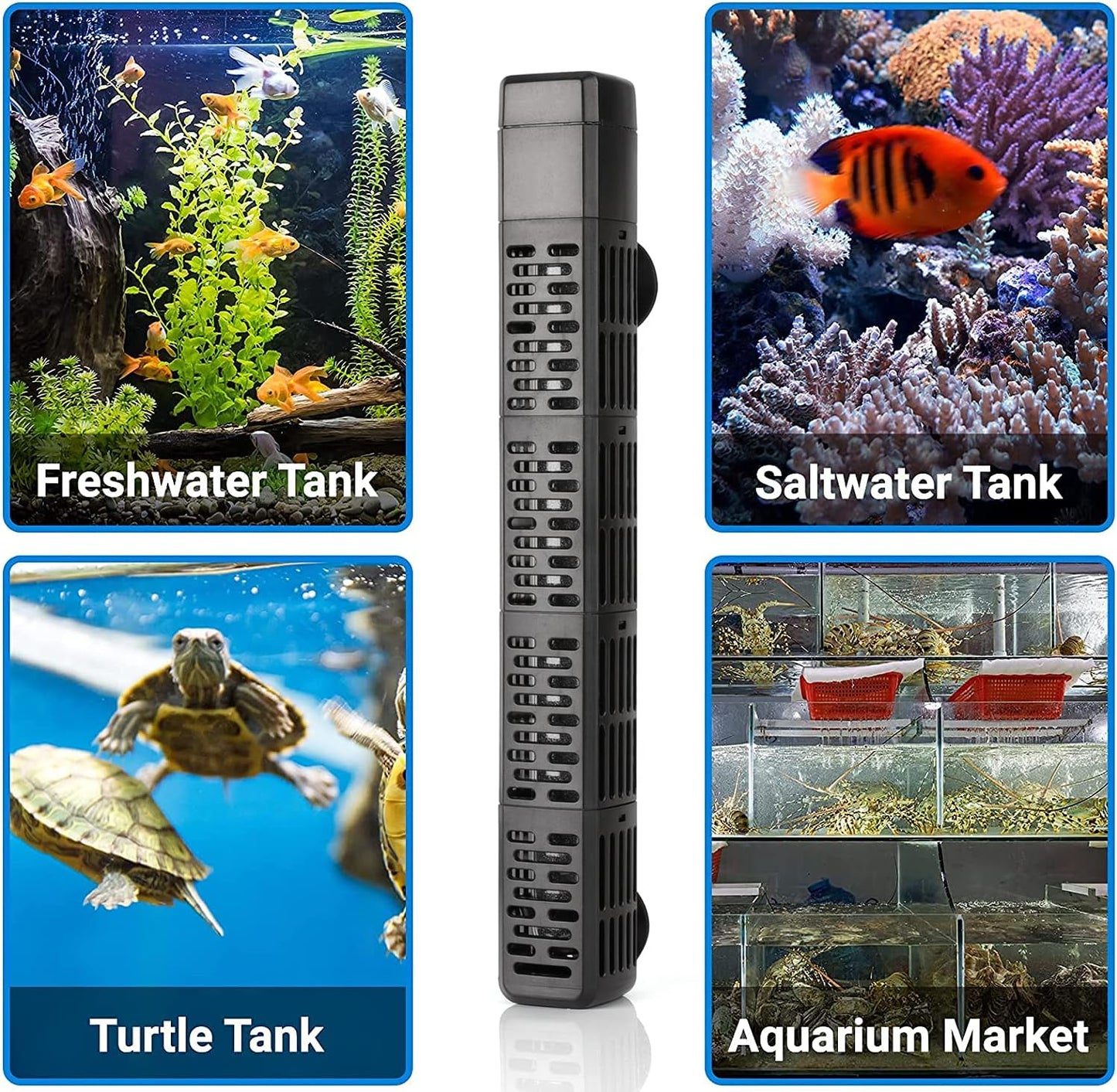 Aquarium Heater, 50W/100W/200W/300W/500W Submersible Fish Tank Heater with Over-Temperature Protection and Automatic Power-Off When Leaving Water for Saltwater and Freshwater