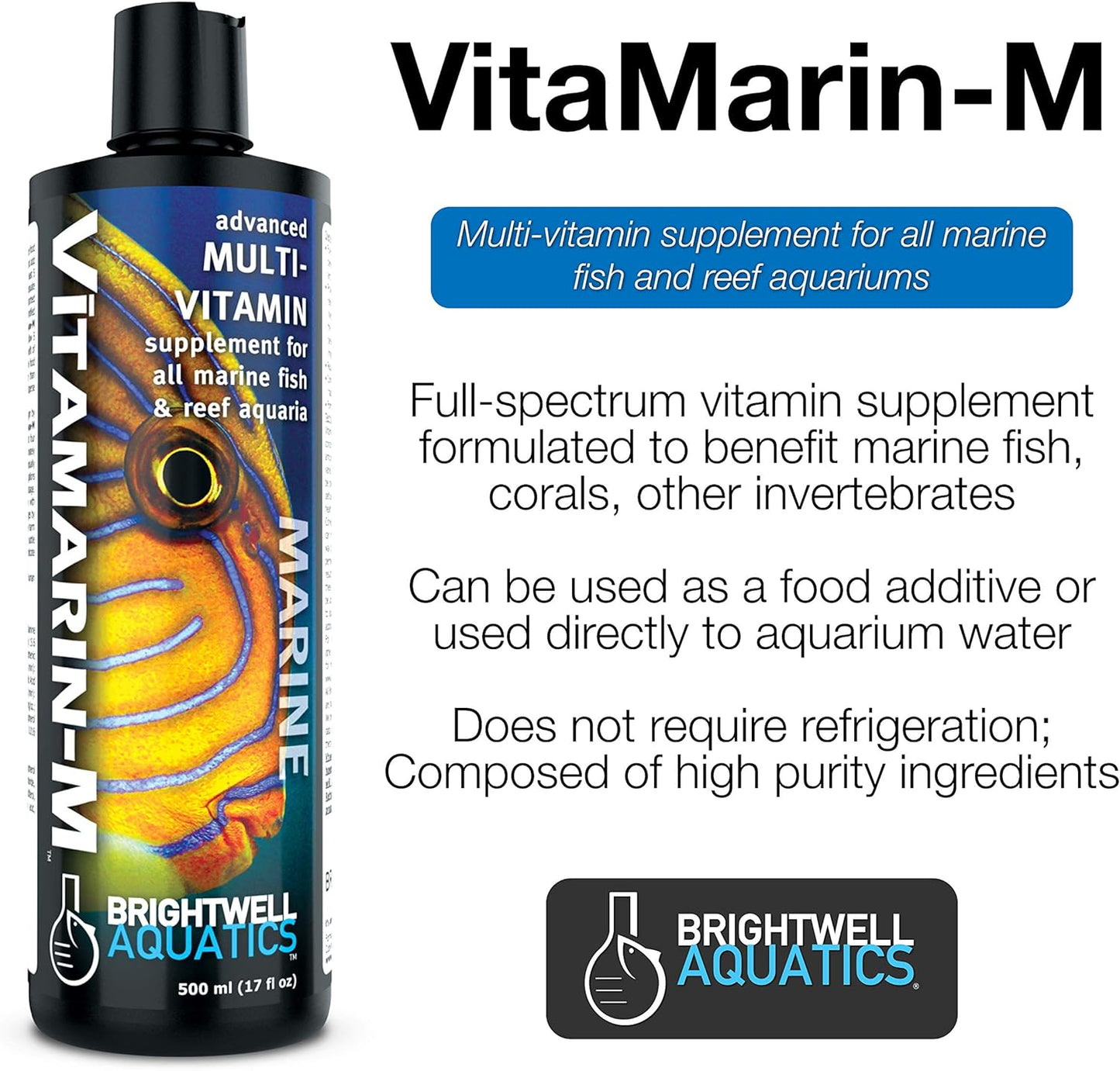 Vitamarin M - Liquid Multivitamin Supplement for Marine Fish Aquariums,500-Ml