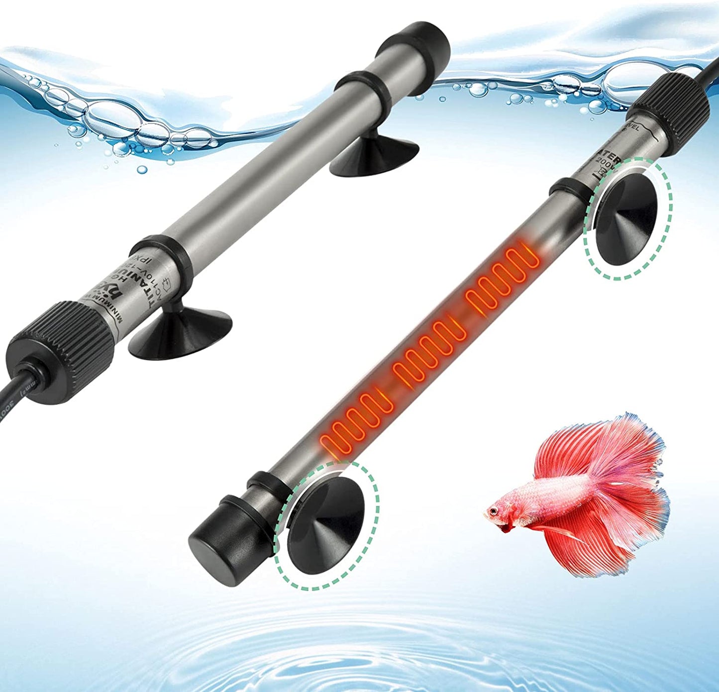 Pinpoint Saltwater Aquarium Heater with Digital Thermostat IC Temp Controller, Titanium Tube Submersible Fish Tank Heater for Coral Reef 100 Watt