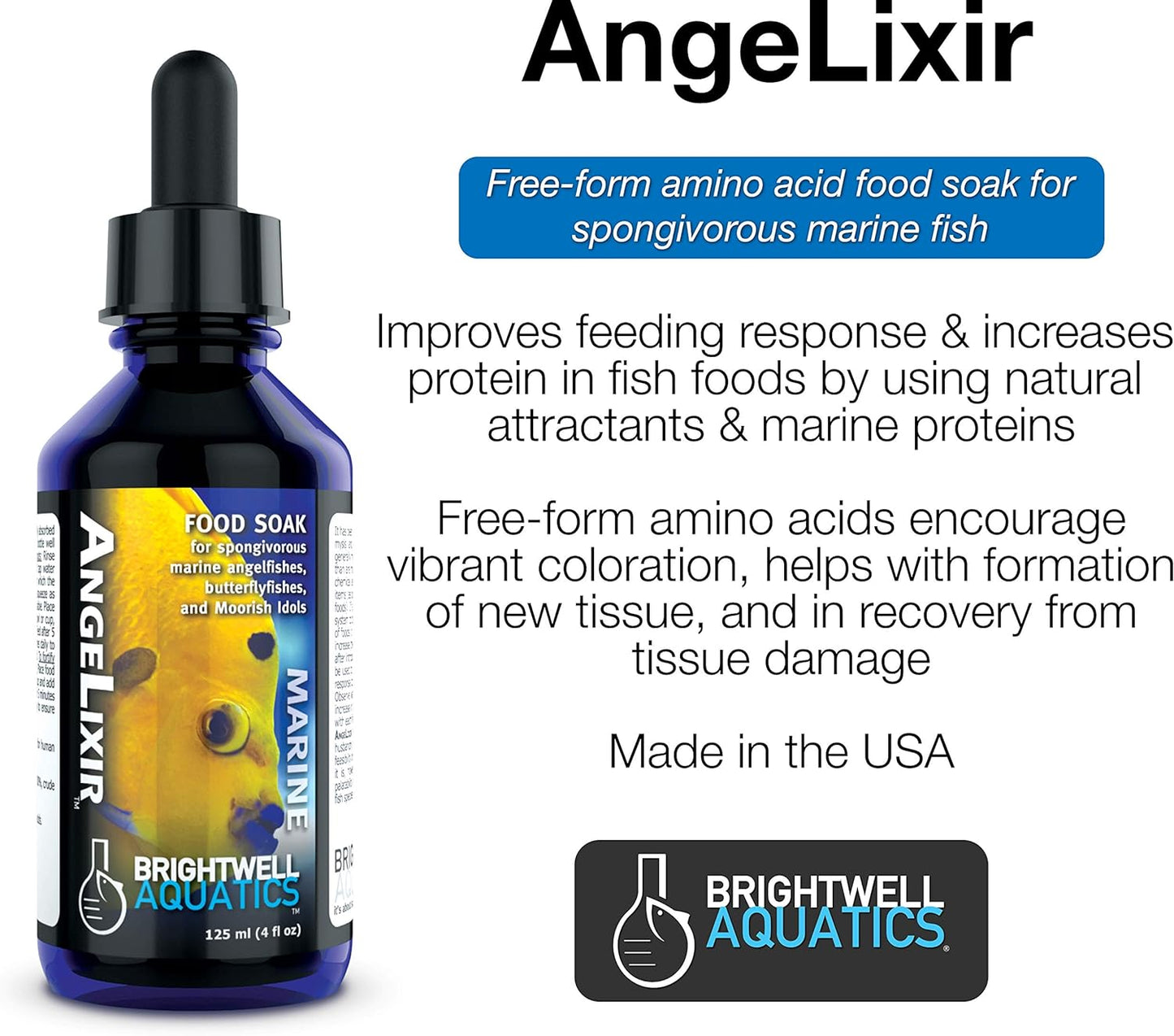 Angelixir - Free-Form Amino Acid Food Soak for Spongivorous Marine Fishes, 250Ml