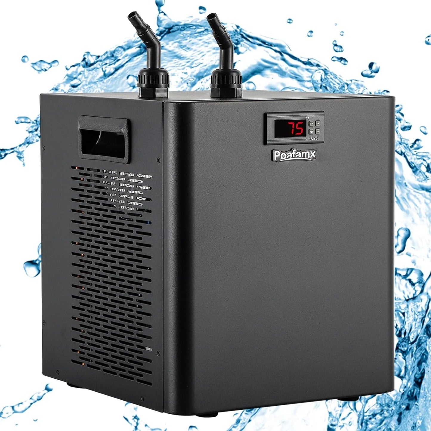 Aquarium Chiller 79Gal 1/3 HP Water Chiller for Hydroponics System Home Use Axolotl Fish Coral Shrimp 110V with Pump and Pipe Black